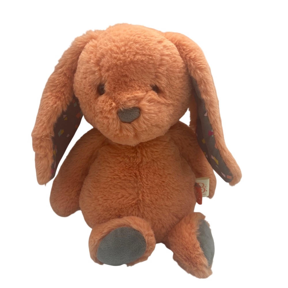 B Softies Happy Hues Coral Orange Bunny Rabbit Plush‎ Maison Battat 10" Sit